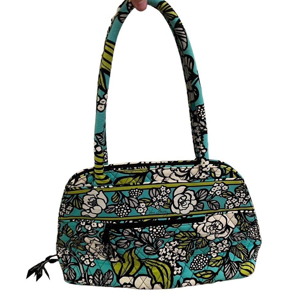 Vera Bradley Teal Green Island Blooms Eloise Large Shoulder Bag